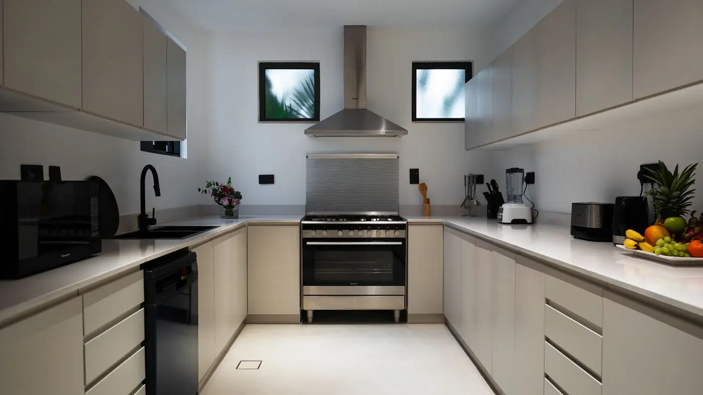 Custom kitchen with veneer cabinetry